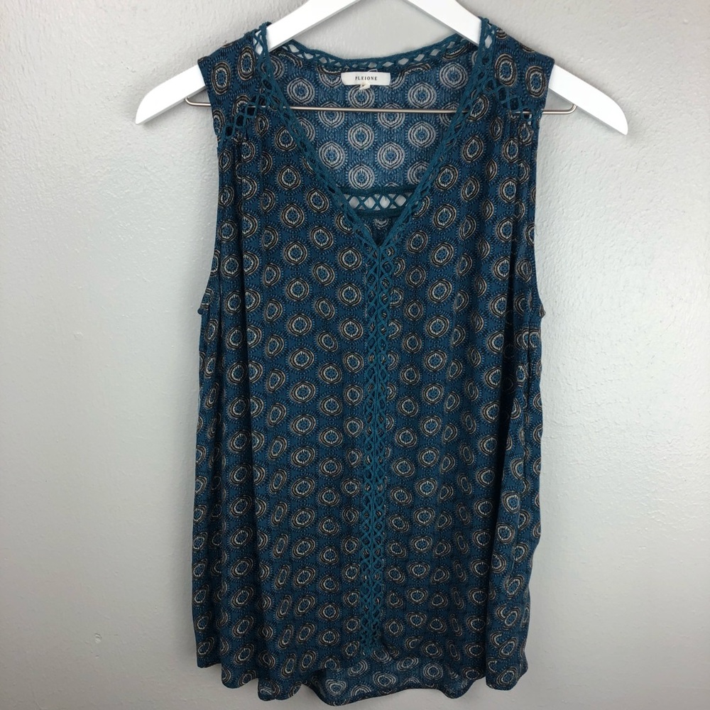 Pleione Turquoise Split Neck Top